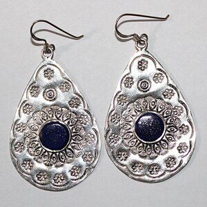 Sterling Silver Bohemian Lapis Lazuli Tear Drop Earrings 12 Grams